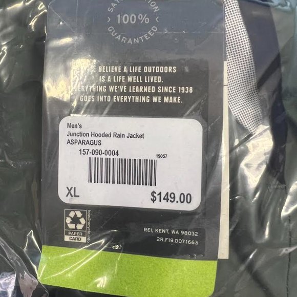 NWT! REI Co-op Junction Hooded Cycling Rain Jacket Asparagus/X-Large - Picture 16 of 16